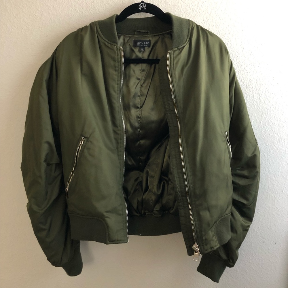 Topshop army green bomber jacket